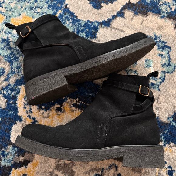 AMI ALEXANDRE MATTIUSSI Suede Jodhpur Boots In Black Size 10 - Picture 2 of 6